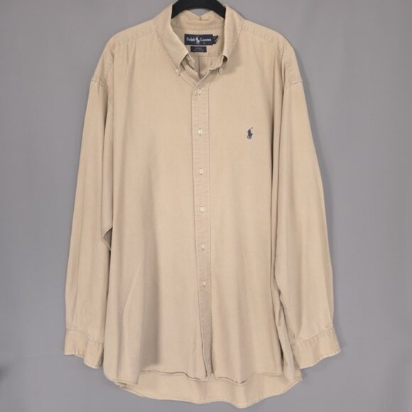 Ralph Lauren Other - RALPH LAUREN Men's Shirt BLAKE Size XL Vintage SINGAPORE MADE‎ Cotton Tan Brown